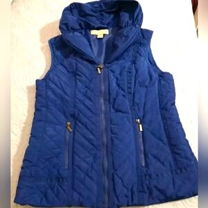 Laura Ashley Women's PS Quilted Puffer Vest Royal Blue Zip Pockets